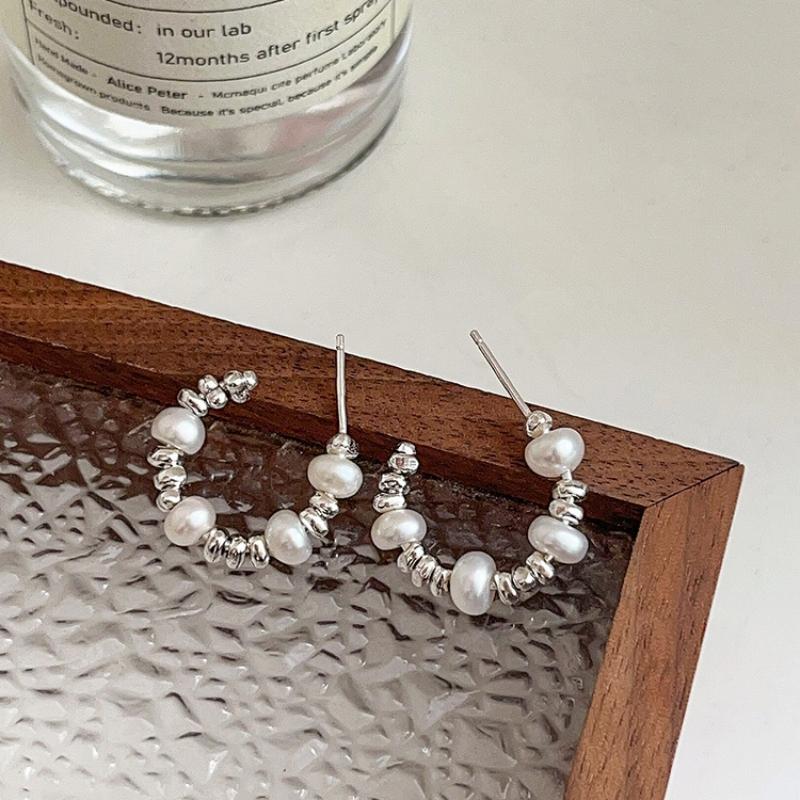 Trendy New Pearl C-shaped Women s Drop Earrings Irregular Imitation Pearl Beads Unusual Earrings for Female Bohemian Zircon