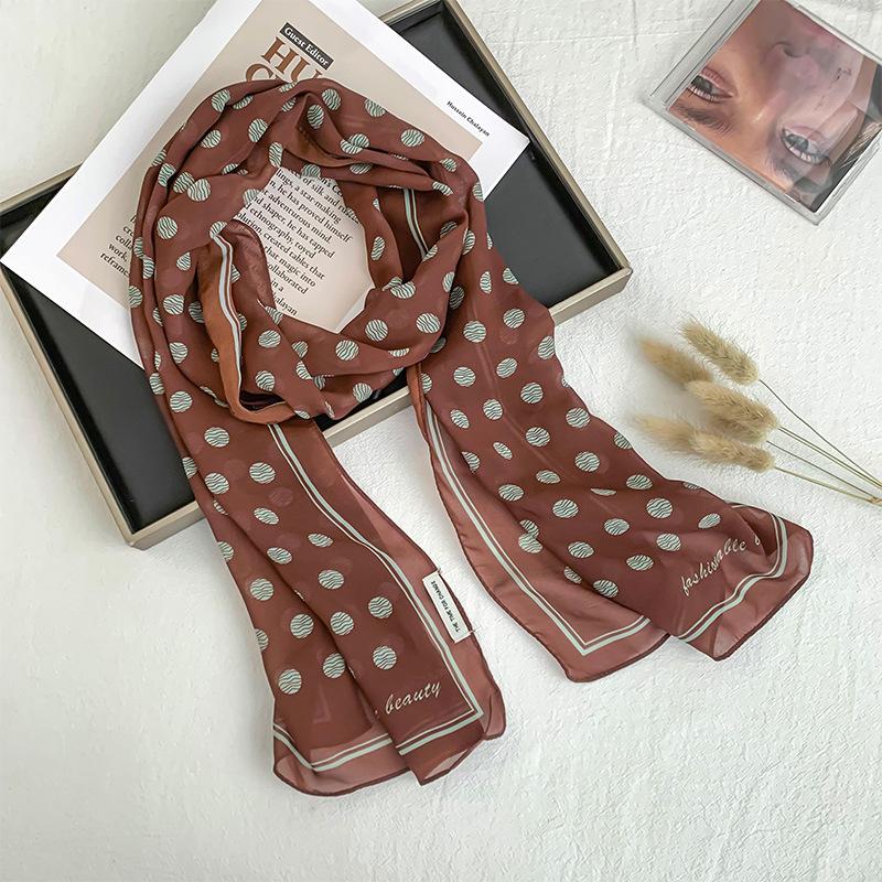 

Long silk scarf, high-end sense, fashionable atmosphere, thin plaid scarf, neck scarf, fashionable waist belt.