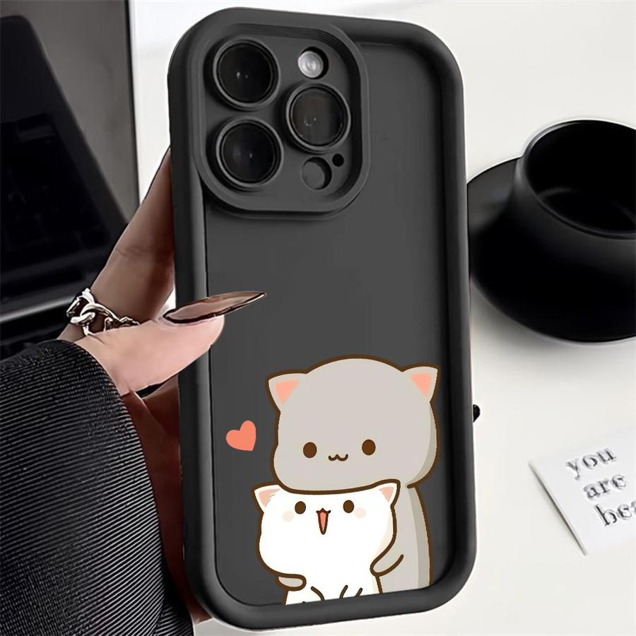 

Мягкий чехол из ТПУ для iPhone 16e 13 15 Plus 11 14 16 Pro Max 12 13Pro 16+ 14+ 15Pro Милый мультяшный кот Пара iPhone 14