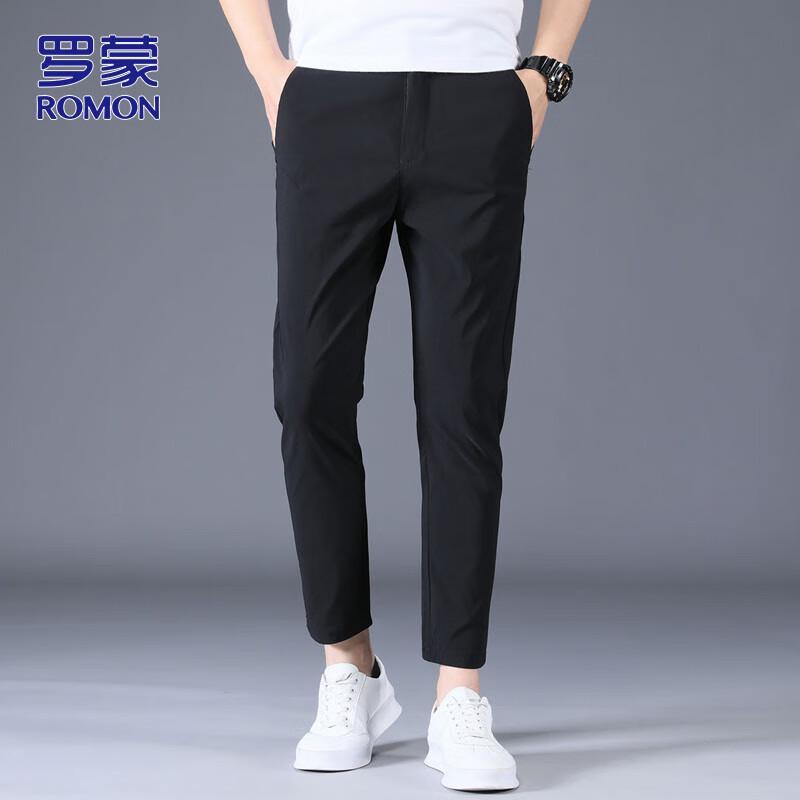 

ROMON Men s Slim Fit Wrinkle-Free Cropped Casual Pants 38