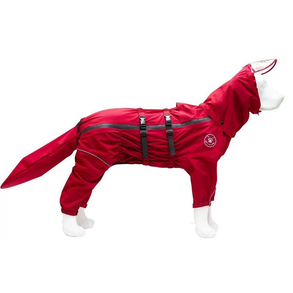 Adjustable Full Coverage Raincoat for Medium to Large Dogs: Golden Retriever, Labrador, German Shepherd - Sealed Seam, Four-Leg Design