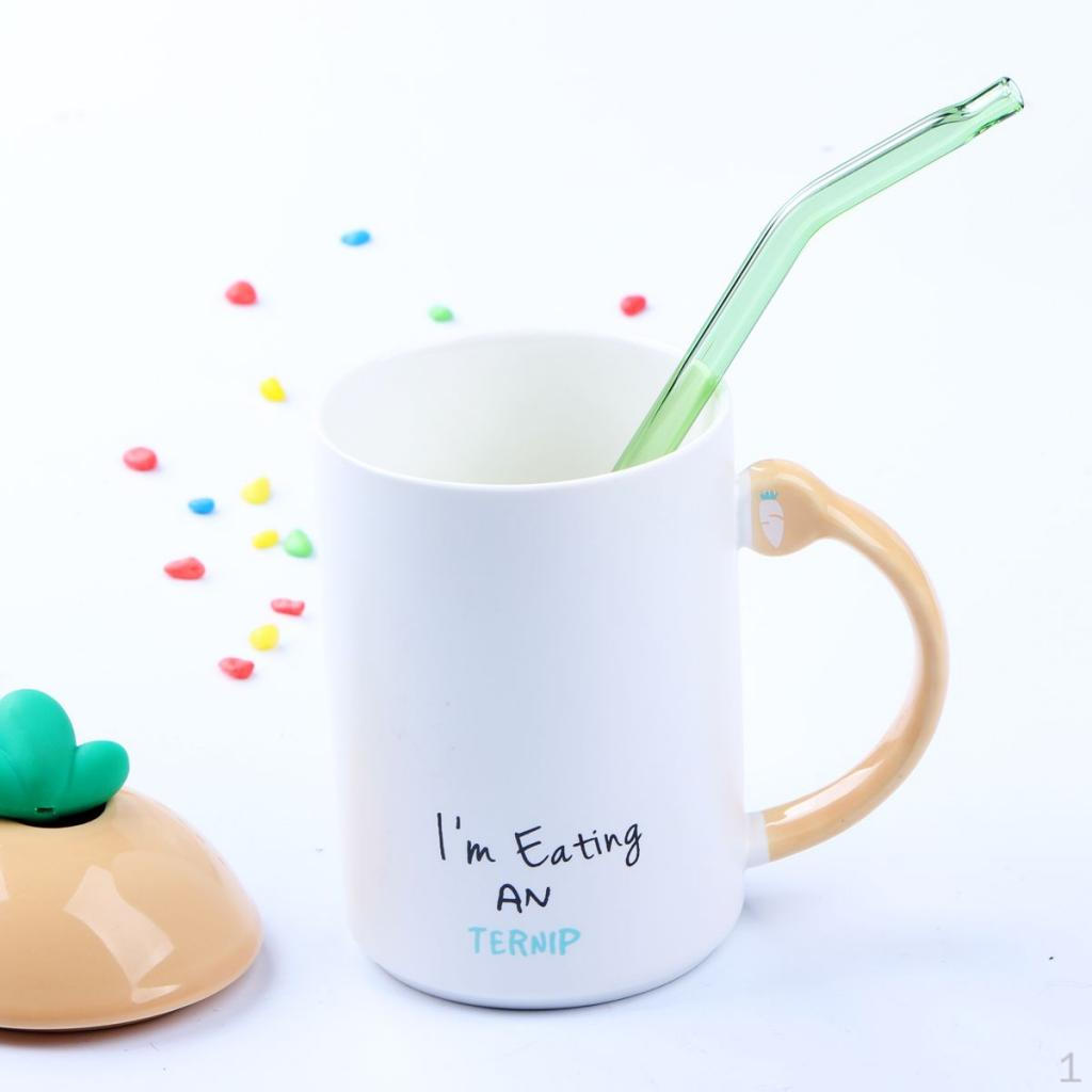 18cm Eco Friendly Reusable Borosilicate Glass Drinking Straws Bent Curved Head Straw with Grass Green