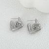 S925 Silber Herz Ohrstecker - Retro Geometrisches Design, Vielseitiger Herzförmiger Schmuck für Damen