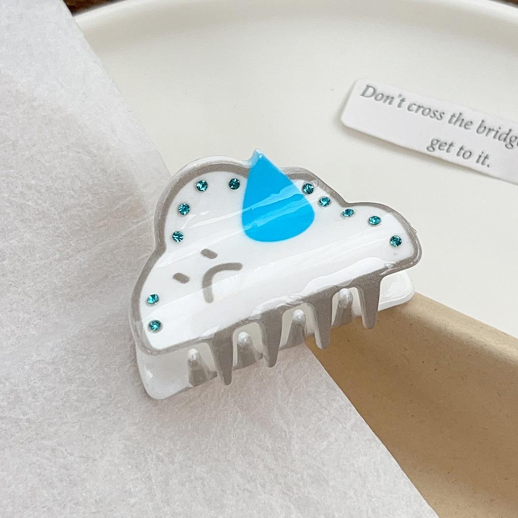 1pc Weather Series Grab Clip Fun Printed Hair Grab Small Top Clip Disc Hair Tail Clip Premium Shark Clip