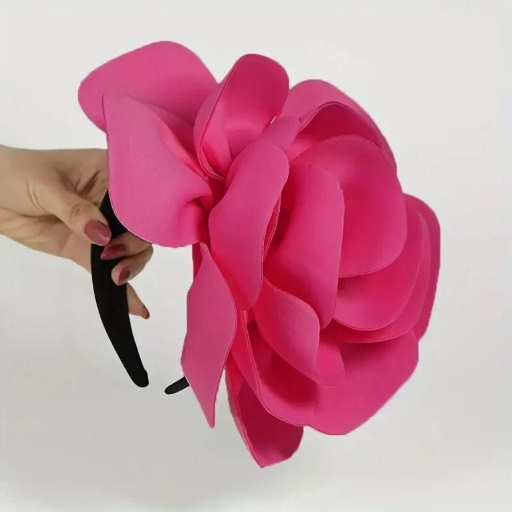 Exquisite Large Rose Flower Headband Elegant Oversized Flower Headpiece  Stage Performance