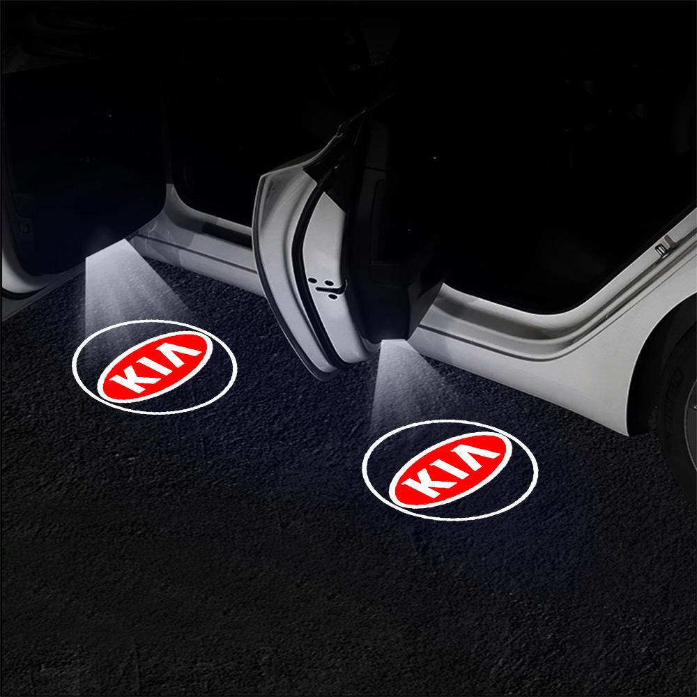 2026 Hot Car Sticker 1/2Pc LED HD Projector Lamp Car Door Wireless Welcome Light For Kia Rio Picanto Sportage Niro Morning Ceed
