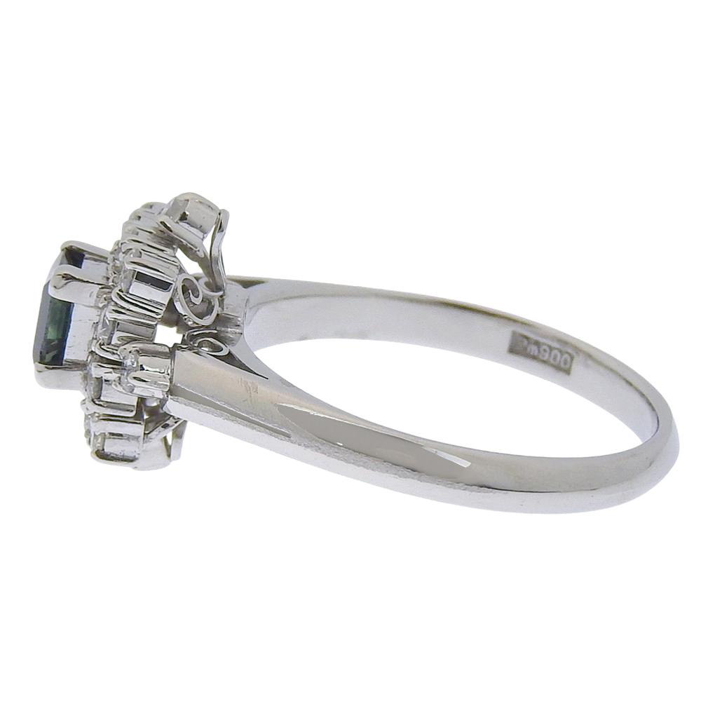 Anello Pt900Platino/zaffiro/diamante #6.2(Dimensione degli Stati Uniti) 5,1g Usato Donna