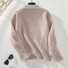 Vintage Loose Stand Collar Knitwear Sweater Long Sleeve Solid Color Pullover Top for Autumn Winter