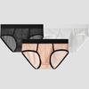 Men Briefs Low Waist Thin Yarn Breathable Panties Perspective Mesh Solid Color Design Elastic Men Underwear