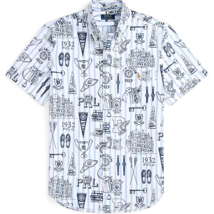 

Polo Ralph Lauren FW24 Рубашка поло с принтом логотипа и полным принтом для мужчин белая MNPOWOV1N820830 L