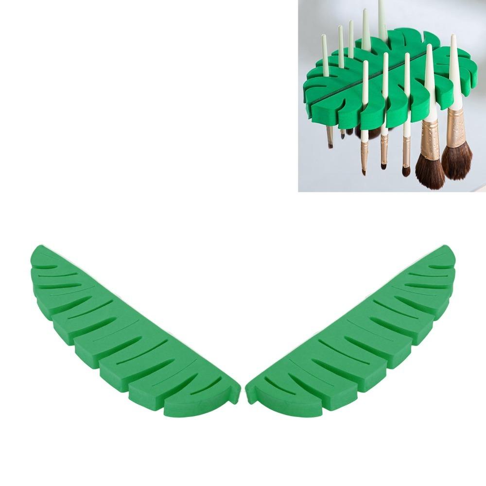 2pcs Green Color Wall Mounted Cosmetic Brush Holder  Wet Makeup Brush Natural Air Drying Arrangement
