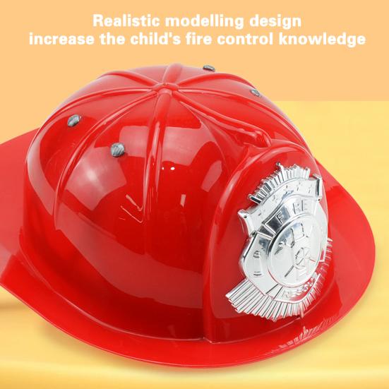Firefighter Helmet Toy Stimulated Firefighter Helmet Children Cosplay Helmet Educational Thickened Firefighter Badge Helmet Toy