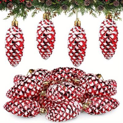 10 Stück Weihnachts-Kiefernzapfen-Ornamente Bemalte Kunststoff-Kiefernzapfen Weihnachtsbaumschmuck Hängende Kiefernzapfen-Kugeln Für DIY-Basteln Heim-Weihnachtsbaum-Geschenk