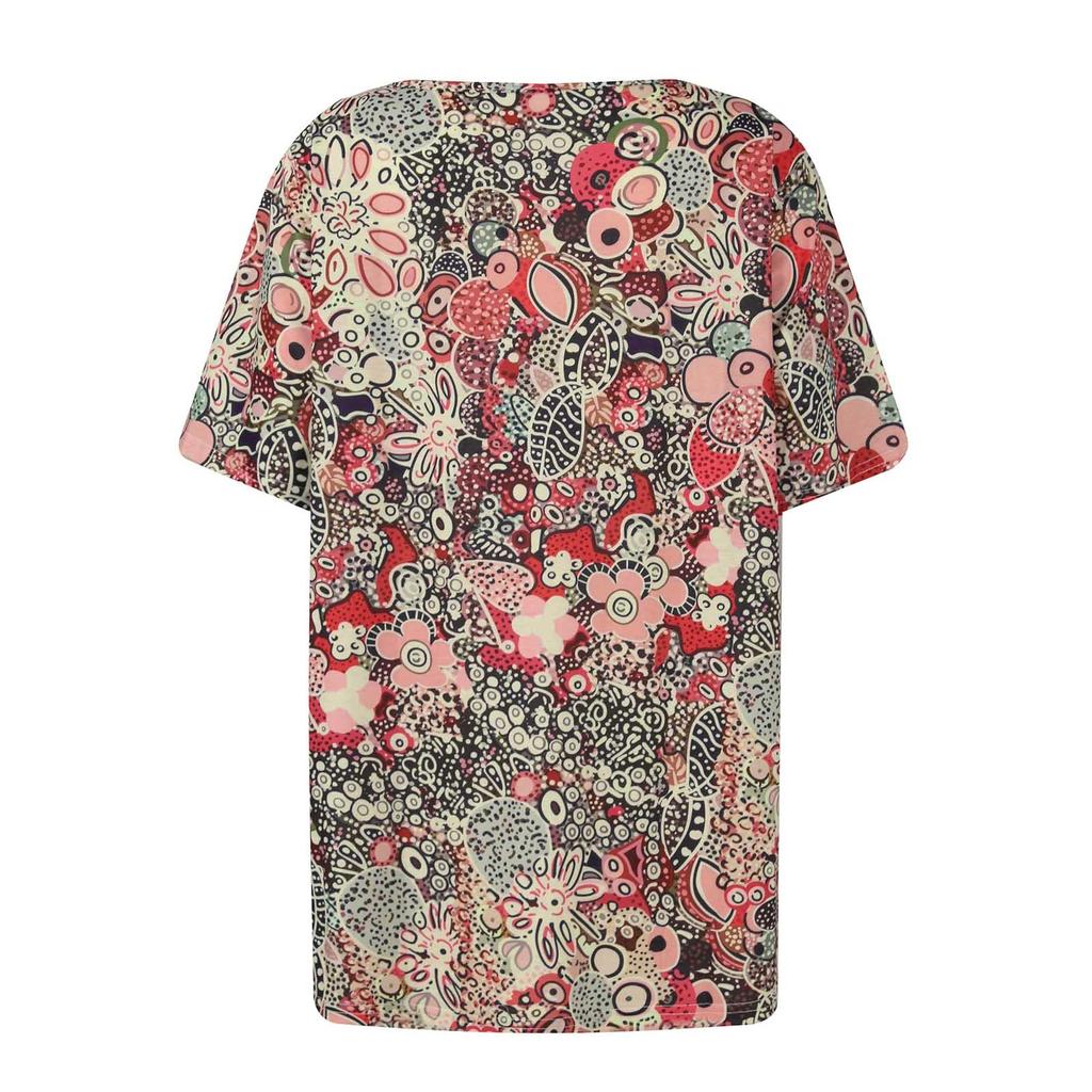 Women's Shirt Blouse Button Vintage Gradient Print Short Sleeve Casual Basic Top Pullover