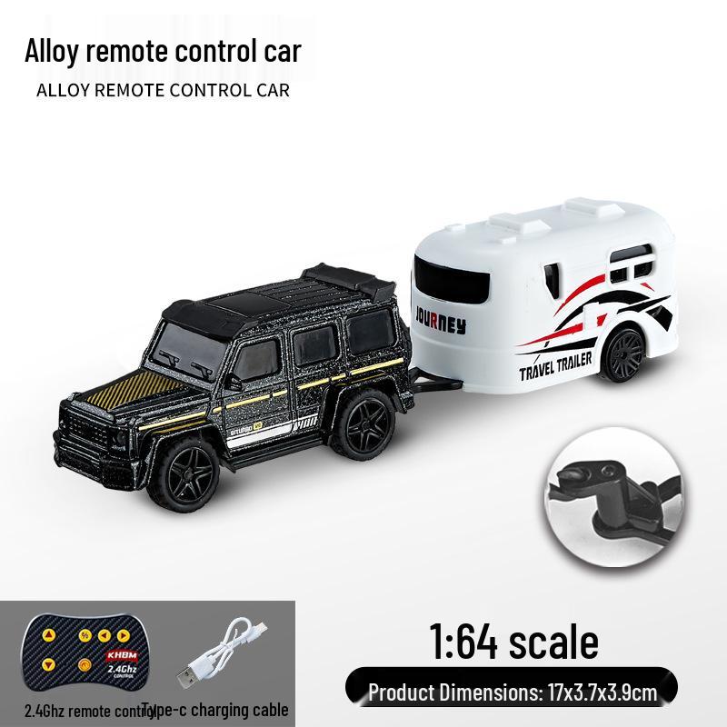 1:64 Mini Precision Alloy RC Off-Road Car with Trailer, Adjustable Speed, 2.4G Charging