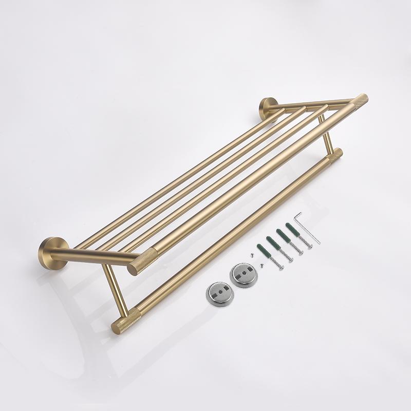 Kartáčované zlaté nerezové oceli Držák na ručníky Stojan Držák toaletního papíru Věšák na ručníky Háček WC štětka Koupelnové hardwarové doplňky