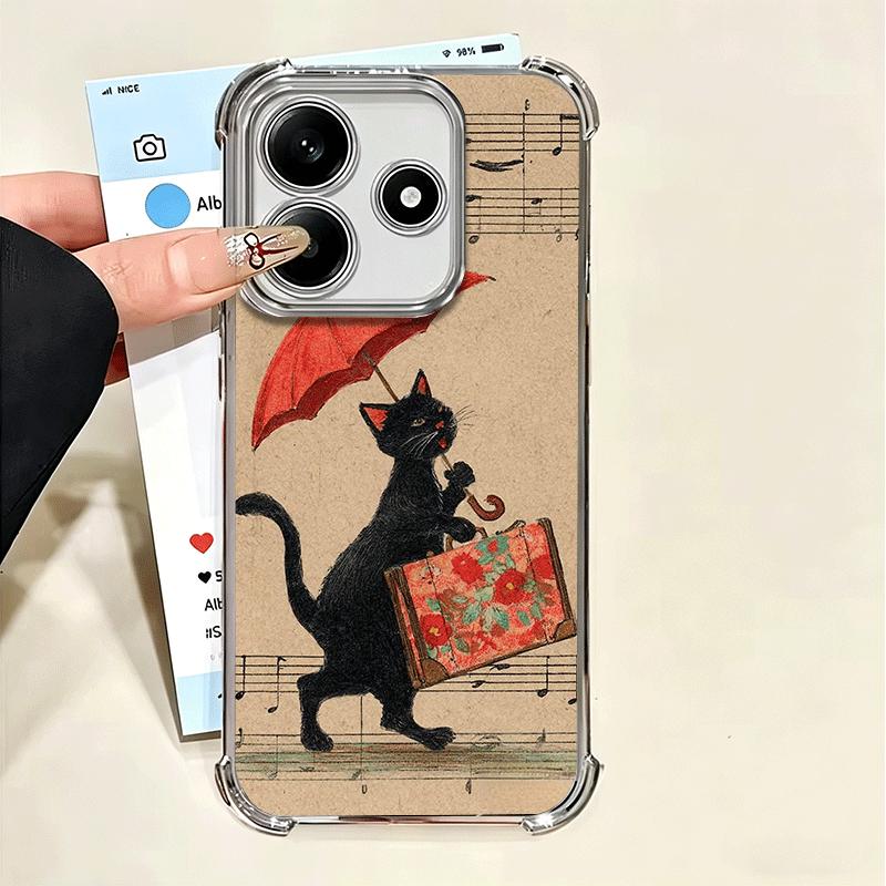 

Black Cat Retro Illustration Style Soft Phone Case For Xiaomi Poco X7 X8 Pro Max X6 X5 X3 F8 Ultra F7 M8 M7 M5S Redmi 15C 15A 15 Xiaomi Poco M5S