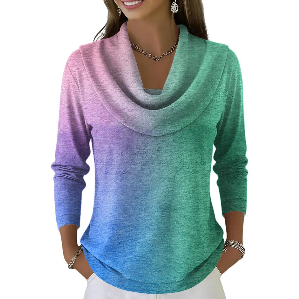 Dámský ležérní a módní svetr s dlouhým rukávem a potiskem, kulatým výstřihem