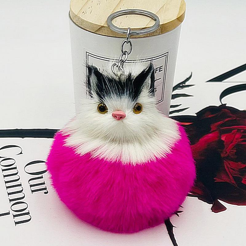 Fluffy Fur Kitty For Women Plush Pompom Ball Cat On Bag Car Trinket Jewelry Wedding Party Kids Gift Bag Charm