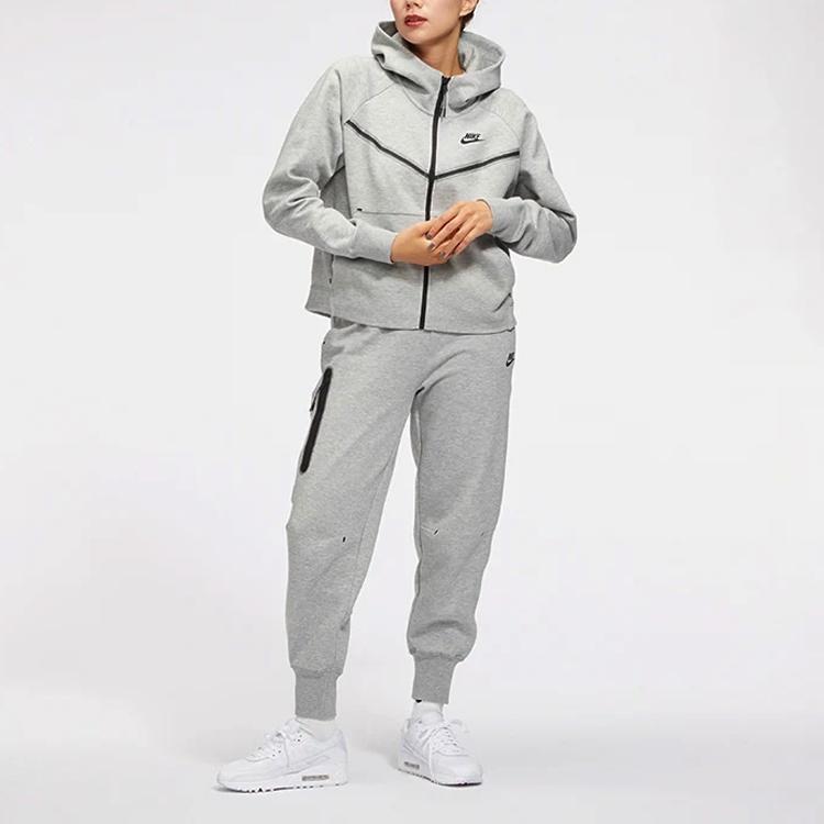 (WMNS) Nike Sportswear Tech Fleece Zipper Slim Fit Bundle Feet Sports Pants/Trousers/Joggers Dark Grey Women's CW4293-063