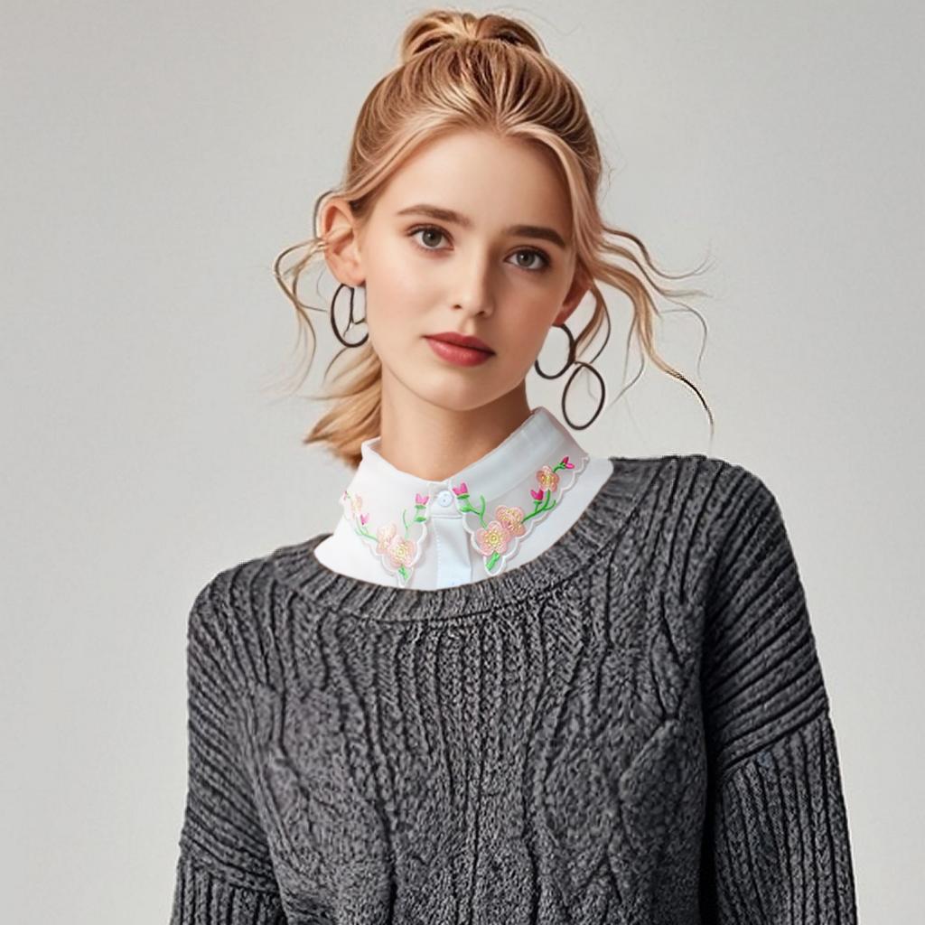 1 embroidered fake collar, children's accessory collar, shirt, versatile for women, spring and summer, sweater, hoodie, fake col