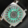 HAND-WINDING SWISS MENS VINTAGE POKER FACE REFURBISHED SEA GREEN WATCH A700943-5 R205a-a700943