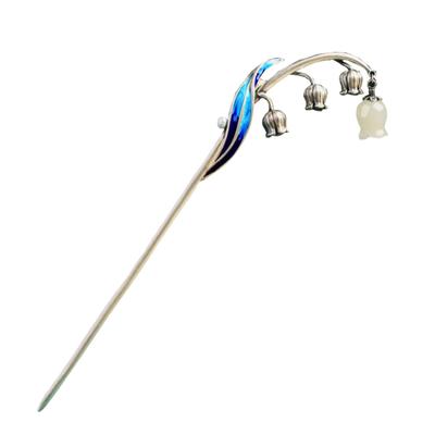 [Miaomyao] Kanzashi (hair Ornament), Single Piece, for Japanese Clothing, Yukata, Kimono, Dangling Lily of the Valley, Silver Hair Accessory.
