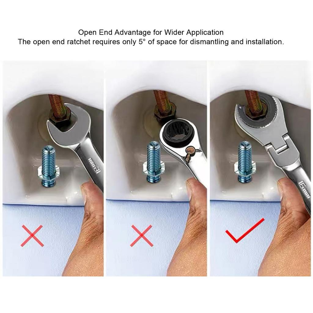 6-Piece Ratchet Wrench Set with Open Flex Head, Metric Ratchet Tube Wrench Set, 10-17mm 72-Tooth Gear Open Air Air Conditioner Tube Professional Adjus