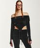 Mtot Logo Shirred Off-Shoulder (Charcoal)