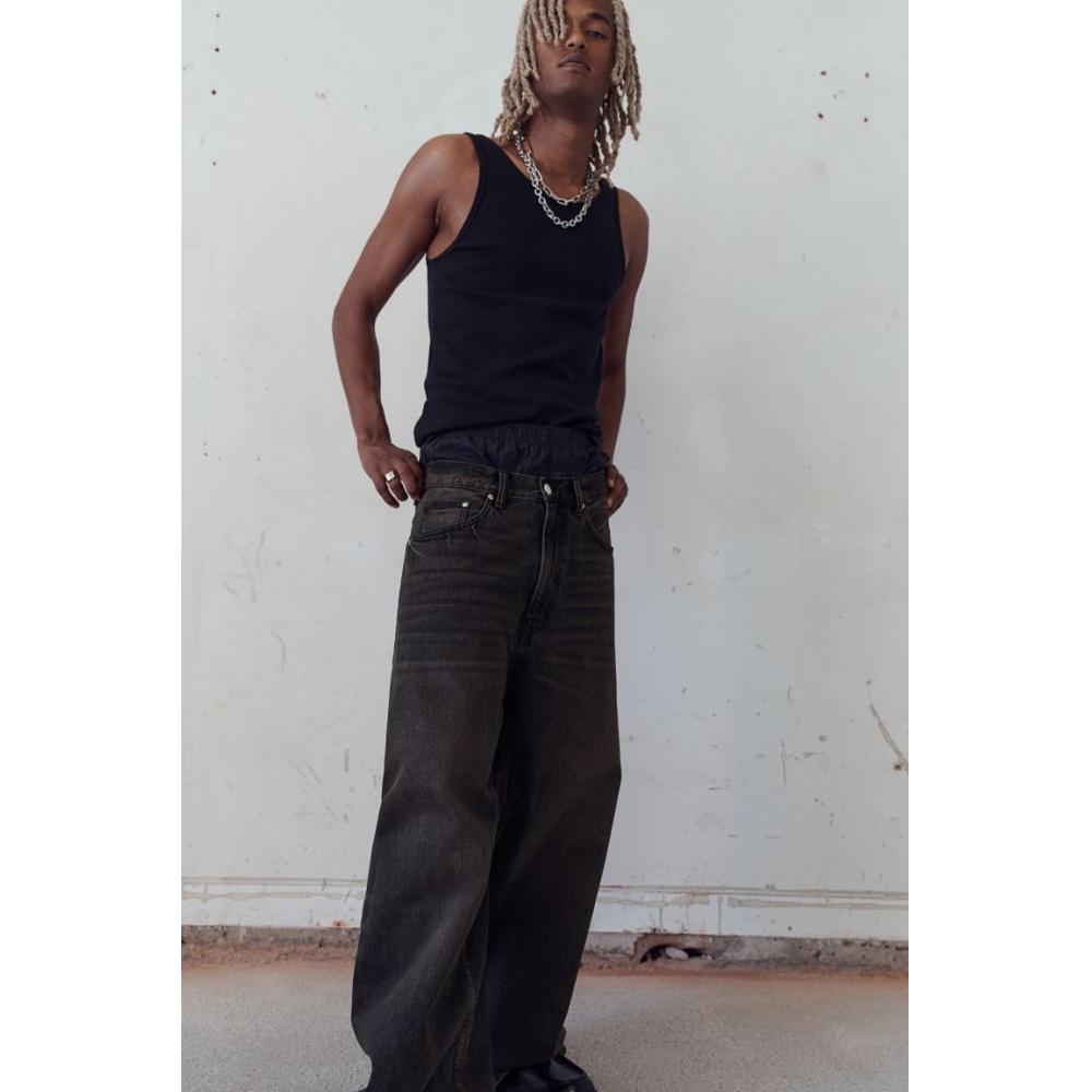 H M Super Baggy Jeans Black