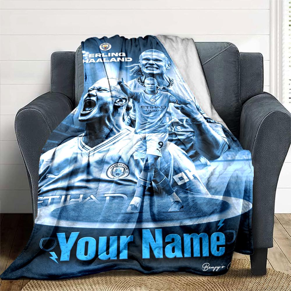Haaland (31) Personalized Text Blanket Lightweight Customizable Blanket Soft & Cozy Great for Home Decor Office Couch Sofa Ideal for All Seasons