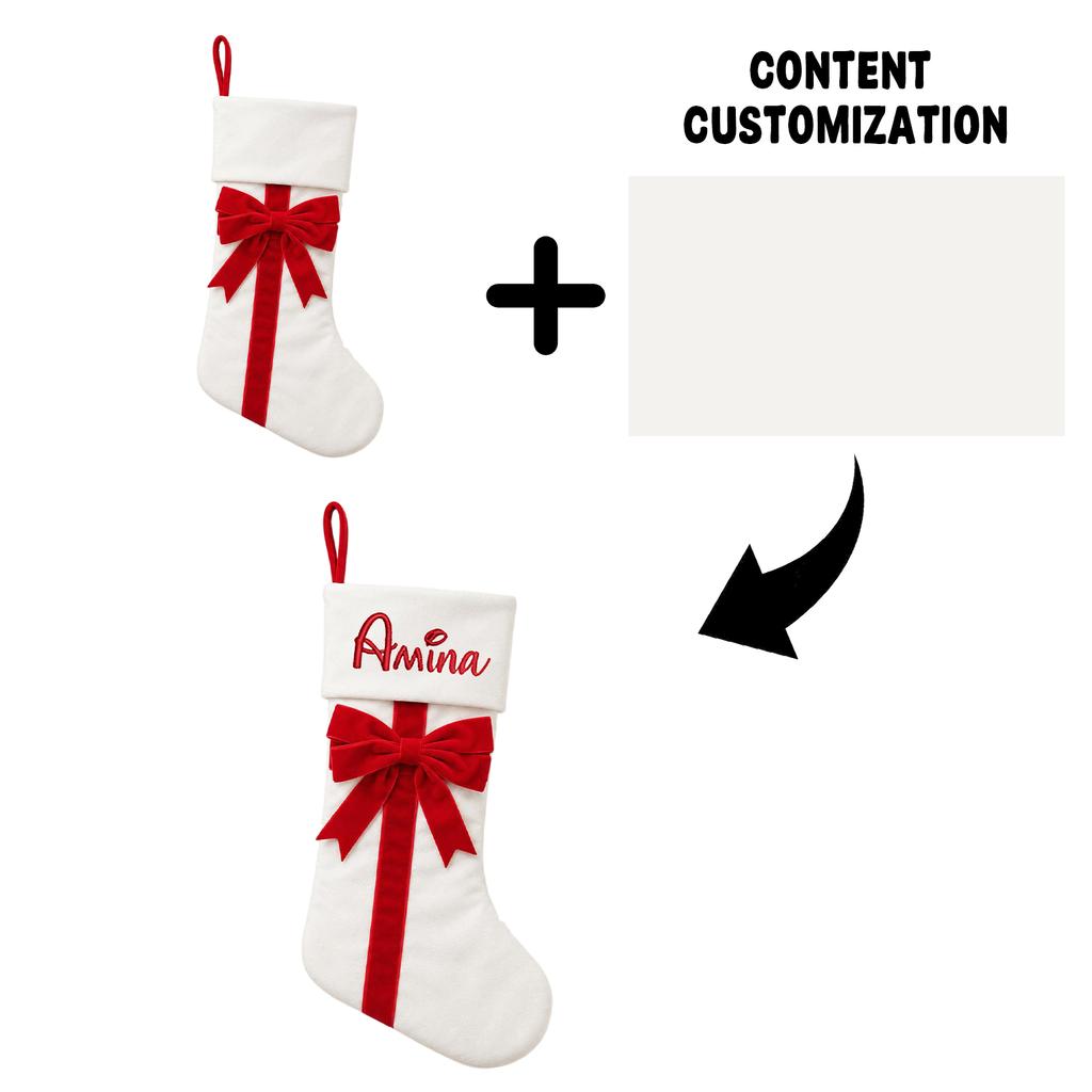 Embroidered Velvet Christmas Stocking With, Kids Candy Gift Bag for Fireplace Hanging