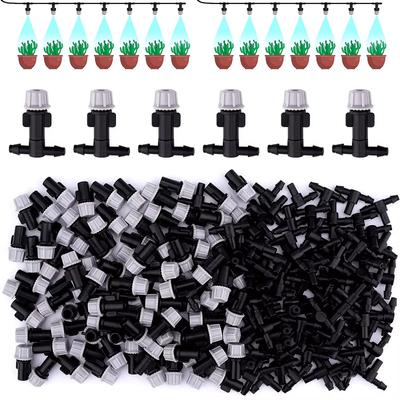 Misting Drippers Head, Atomizing Sprinkler with Tee Joints Adjustable Equipment Tool Micro Sprinkler Shrub for Flower Bed Patio