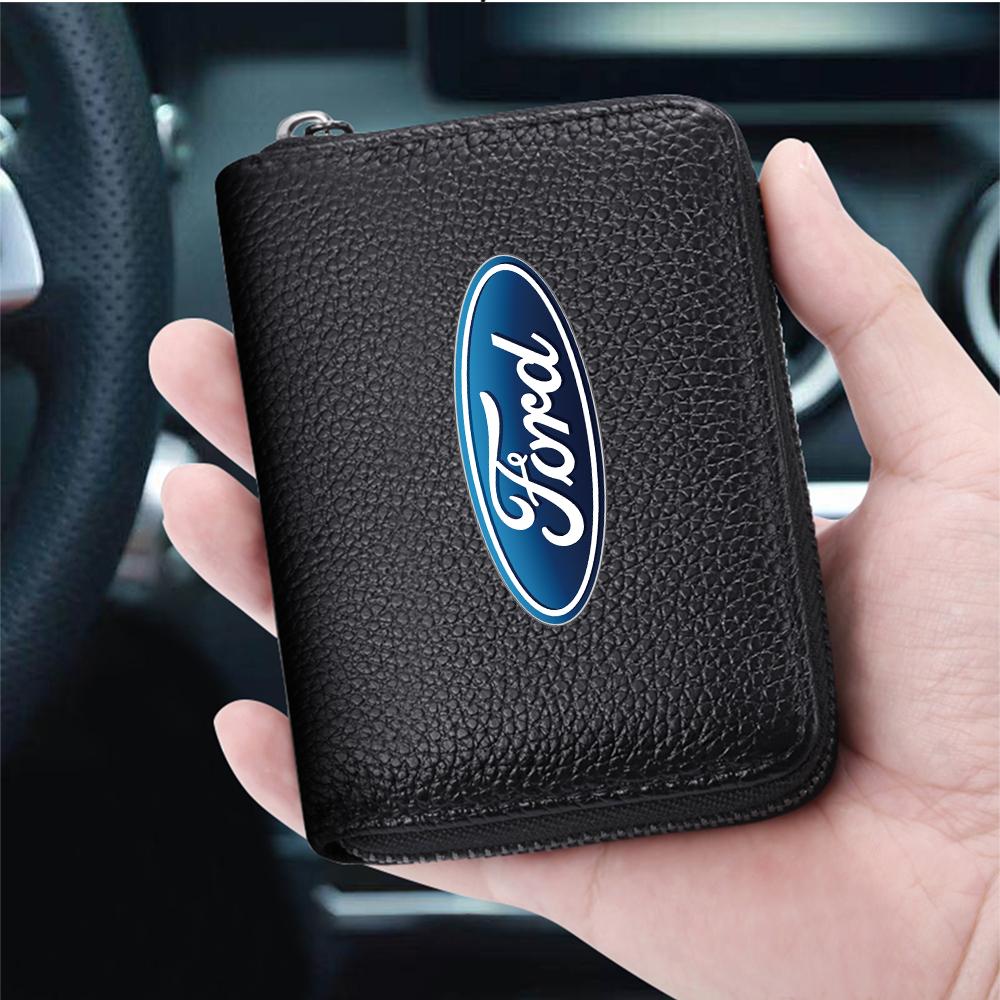 AAAMR1 Car Multifunction Organizes Wallet Driver License Credit ID Card Holder Bag For Ford ST FOCUS 2 3 Mondeo Fiesta Kuga MK2 MK3 MK4