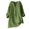 Camicia da donna taglie forti Camicetta estiva a rete ampia Tasche in camicetta di lino in cotone