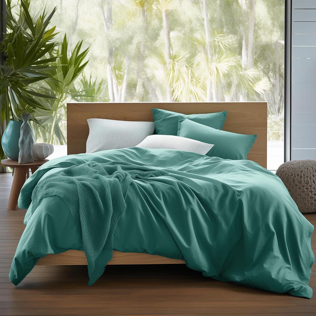 Pillowcase 50x70 cotton satin, dark turquoise, smooth