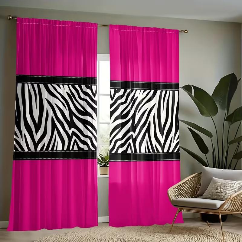 Tonnika Chen Pink Set Of 2 Leopard Print Curtains Suitable Bedroom Living Room Kitchen Decoration Home Window Made Polyester Great Treatment