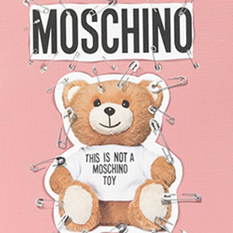 Moschino Teddy Bear Brooch Pattern Designer Recommended Polyester Laptop Clutch Bag Large Unisex bags Pink A8420-8210-A1147