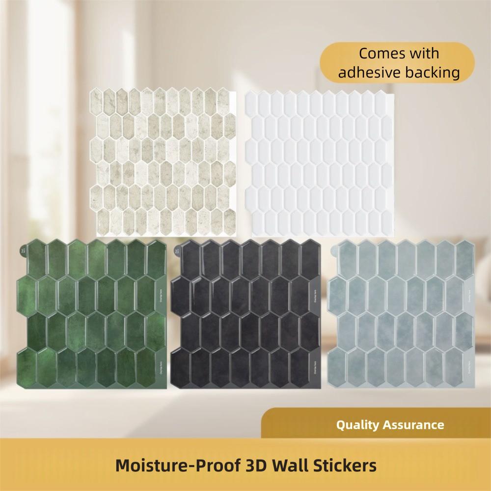 12" x 12" Peel and Stick Backsplash Waterproof Wallpapers Wall Tile  for Kitchen Bathroom