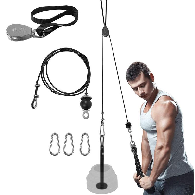 Fitness DIY Pulley Cable Machine Attachment System Arm Biceps Triceps Blaster Hand Strength Trainning Gym Home Workout Equipment