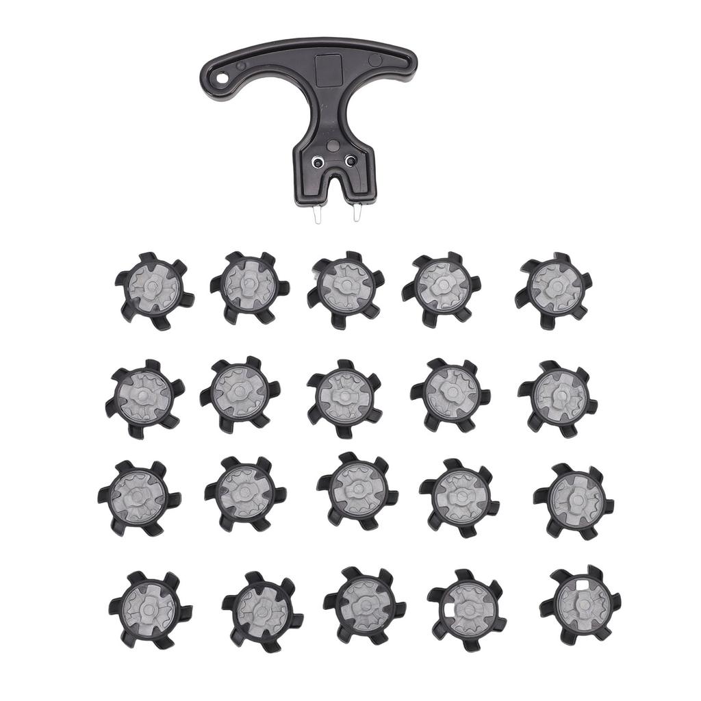 20PCS Replacement Shoe Cleats and 1 Removal Spanner Non Slip Shoe Spikes for Outdoor Use Black