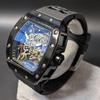 Used New Watch Richard Mille Type Quartz Homage Watch Rubber Tonneau Skeleton Black