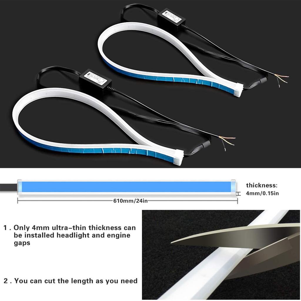 Two-color Ultra-thin Daytime Running Light Strip Light Flexible LED Turn signal Light