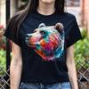 Artistic Bear Color Splash Unisex T-shirt Black Navy Dark Heather