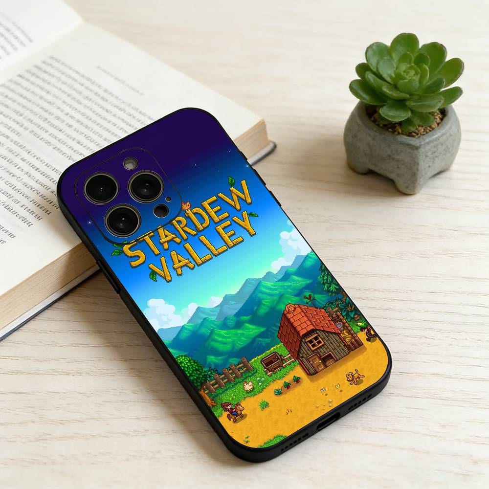 S-Stardew Valley Phone Case For iPhone 17,16,15,14,13,12,11 Plus,Pro Max,XS,Soft Silicone Black Cover