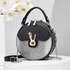 Shoulder PU with Stands Perfect for and Black NICOLE&DORIS Women's Bag, Handbag, Small, Crossbody, 2-Way, Leather, Cute, Round, Divided, Waterproof,
