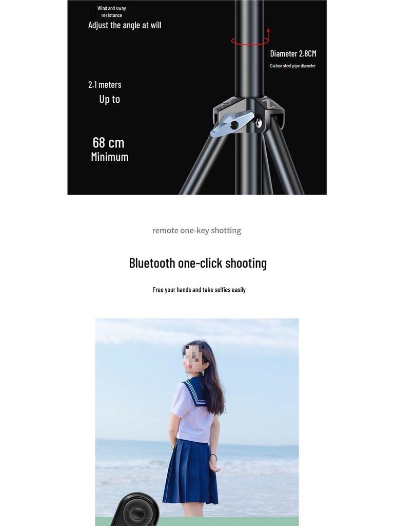 Dual Phone Outdoor Live Streaming Tripod with Multi-Angle Stand and Fill Light