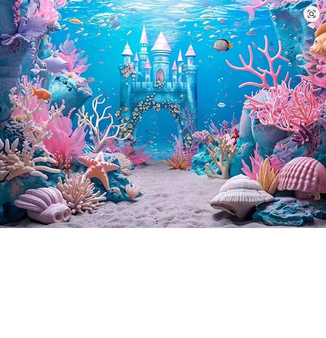 BEPAN Underwater Mermaid Background Underwater World Castle Girl Princess Birthday Party Decoration Supplies Baby Shower Arrangement