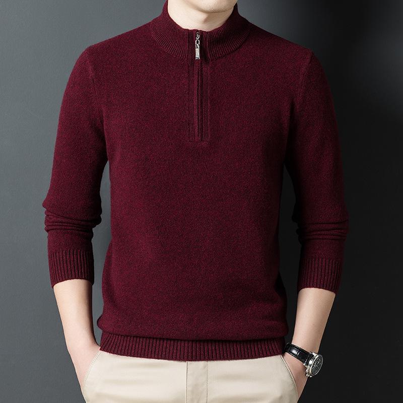 

Мужской шерстяной свитер с полуводолазкой, утолщенный, теплый, плоский свитер для людей среднего и пожилого возраста, с воротником-стойкой, зимняя одежда, однотонная одежда для пап 4XL