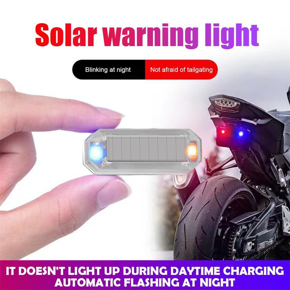 Car Solar LED Mini Warning Light Night Ride for Motorcycle Electric Vehicle Tail Light Anti-rear Strobe Warning Light